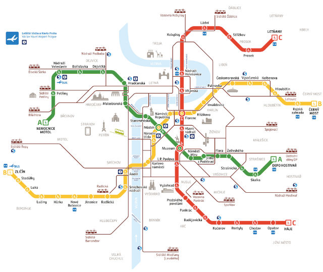 Carte Plan Metro Prague