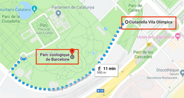 Plan Metro Zoo Barcelone