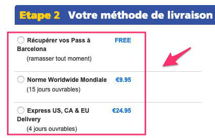 Barcelona Pass livraison