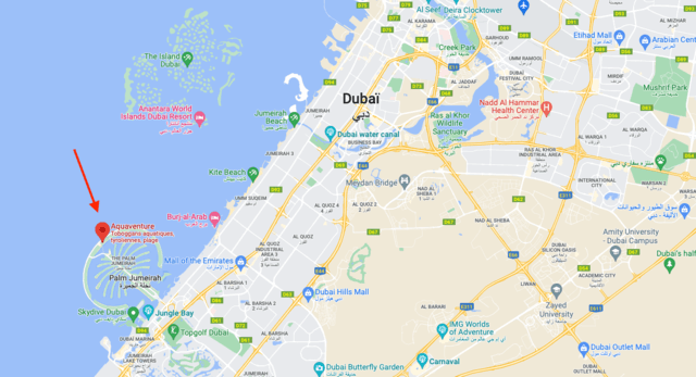 Carte Aquaventure Waterpark Dubaï